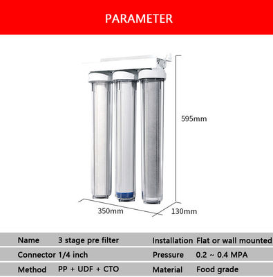 Poderoso sistema de filtro de agua de 3 etapas para toda la casa con carcasa de filtro de carbono activado