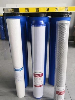 Sistema de filtración de 20" x 2,5" de tres carcasas de color azul grande para filtración de agua de alta capacidad