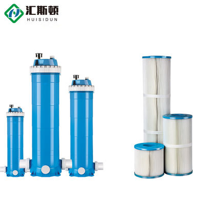 PP azul blanco 10 * 4.5 pulgadas de alto flujo por encima del suelo Sistema de filtro de cartuchos de piscina