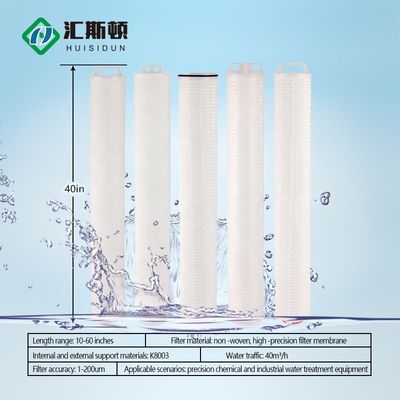 20 pulgadas 40 pulgadas de alta velocidad de flujo PP cartucho de filtro plissado para purificación de agua PLC