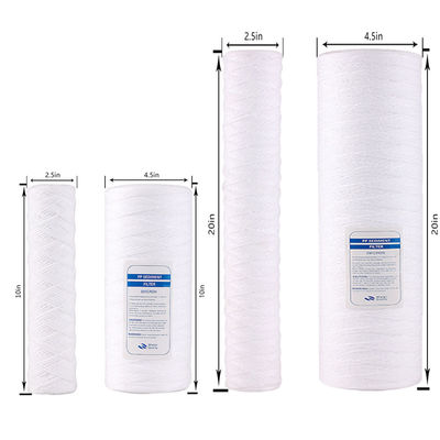 Cartucho de filtro de agua de herida de cuerda para filtración de profundidad de hilo de PP en sistema de 10 20 pulgadas