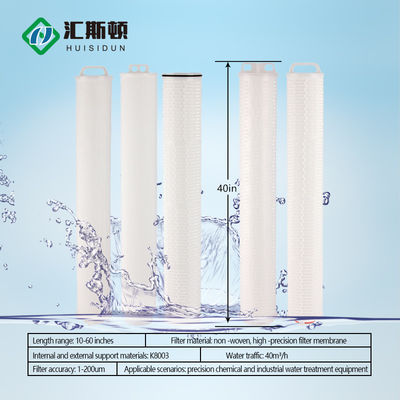 40 pulgadas 0.1 micrones de gran flujo elemento de filtro de agua plissado para filtración industrial